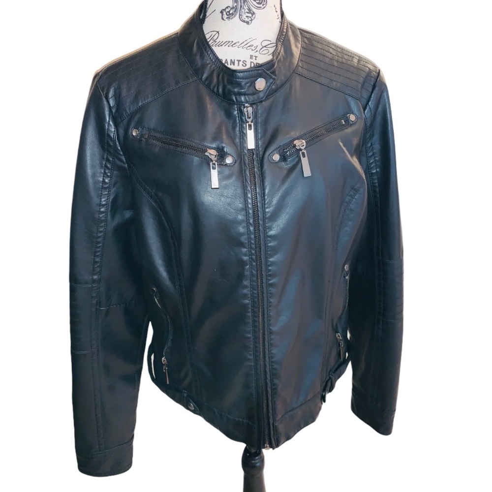 E2 Black Faux Leather Jacket